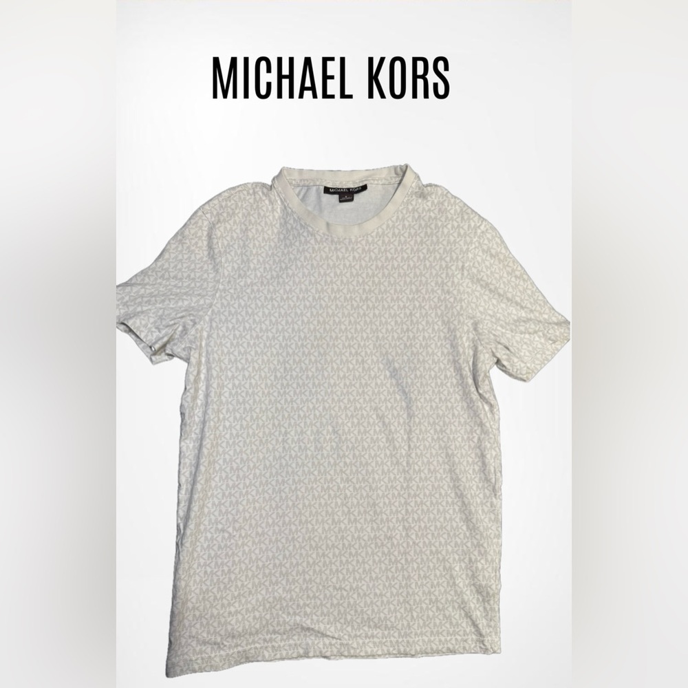 Michael Kors Men's Cream Patterned Tee - Picture 1 of 12
